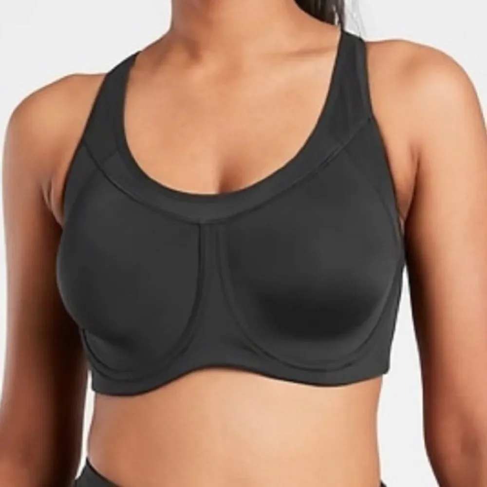 Athleta Glory Sports Bra Womens 36D‎ Black High Impact Underwire Athleisure